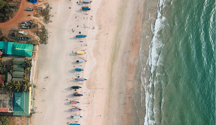 Aerial coastal coastline and western ghats